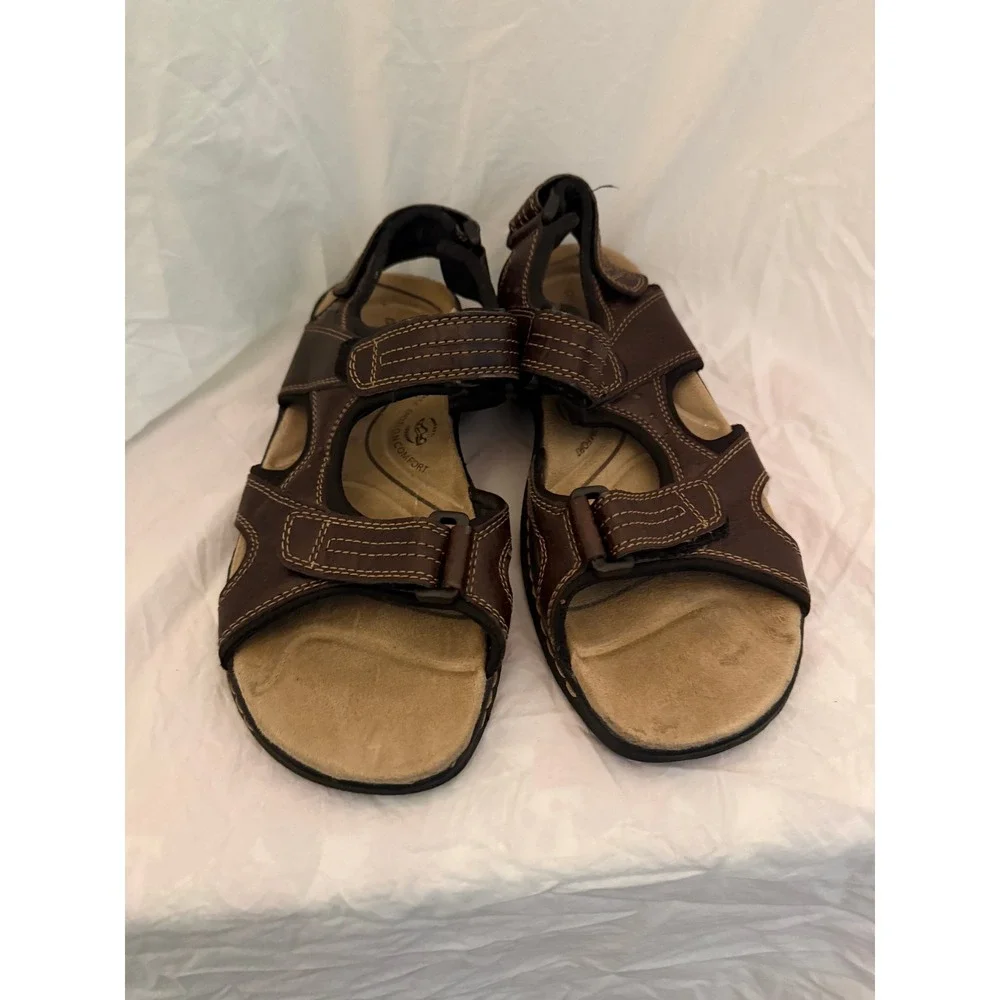 Dockers Mens All Motion Comfort Sandals Brown 3-Strap Fisherman Size 9M